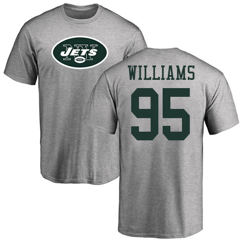 New York Jets Men Ash Quinnen Williams Name and Number Logo NFL Football #95 T Shirt